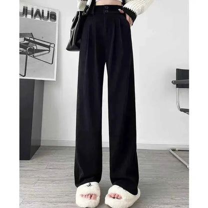 Women Wide Leg Straight Suit Pants For Office Wear Professional Trousers TeenStylo