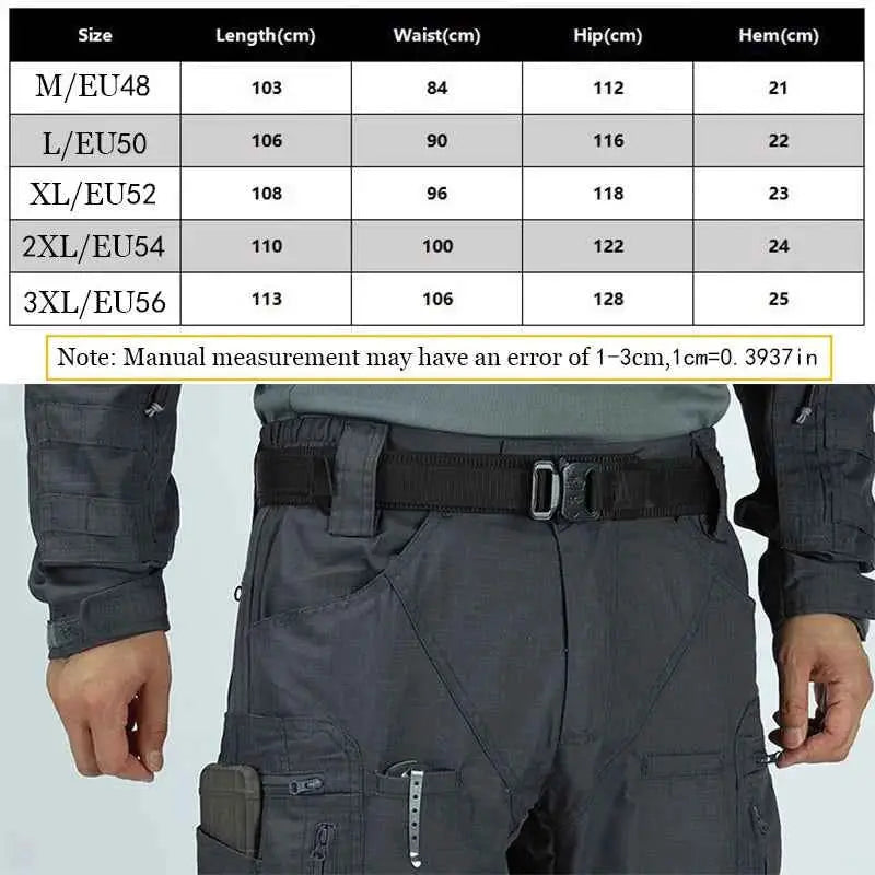 Waterproof Tactical Cargo Pants For Men Outdoor Multi Pocket Hiking Wear Resistant Military Style Trousers