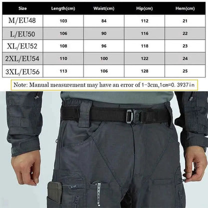 Waterproof Tactical Cargo Pants For Men Outdoor Multi Pocket Hiking Wear Resistant Military Style Trousers