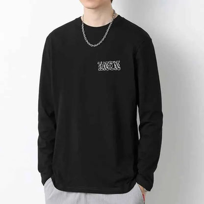 Y2K Vintage Men T Shirt Long Sleeve Oversized Harajuku Streetwear Cross Print Tee Autumn