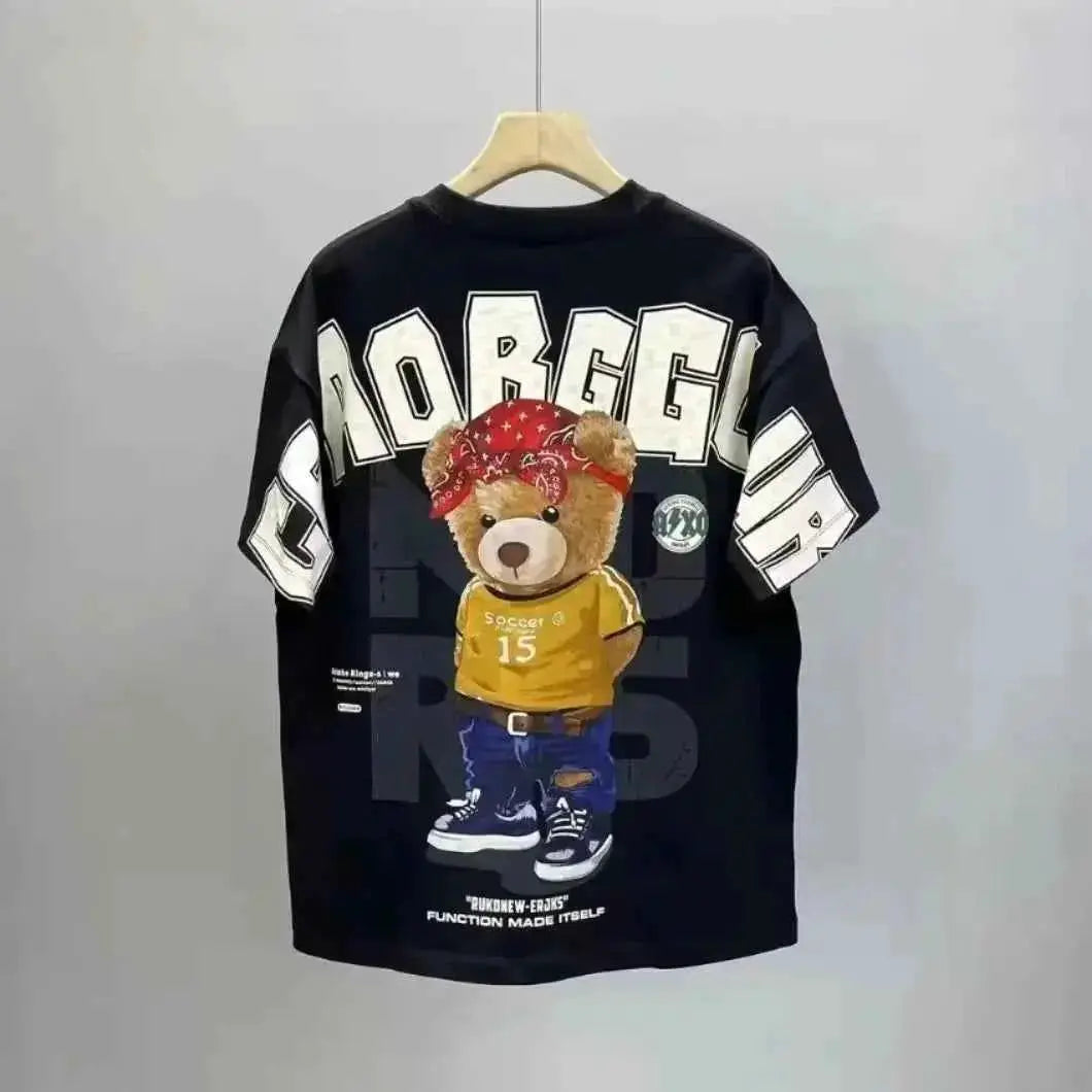 Men's Summer Cotton Tee Black Bear Graphic Japan Style | TeenStylo — TeenStylo