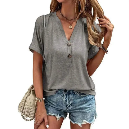 Solid Color Casual Loose T Shirt For Women 2025 Summer Vintage Oversized Short Sleeve Tee Streetwear Top