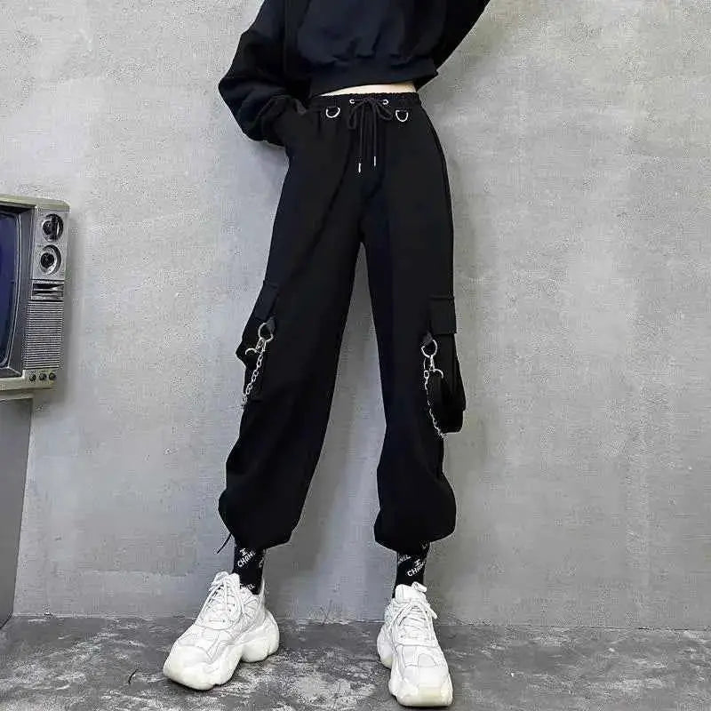 Cargo Pants Women Men 2023 Fashion Punk Jogger Trousers Harajuku Streetwear Ankle Length Oversized Harem Pants