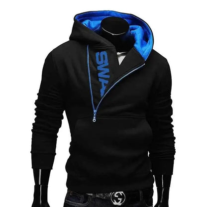 Mens Hooded Sweatshirt Pullover Casual Long Sleeve Jacket Available In Red Blue Grey Black Sizes S Through 4XL
