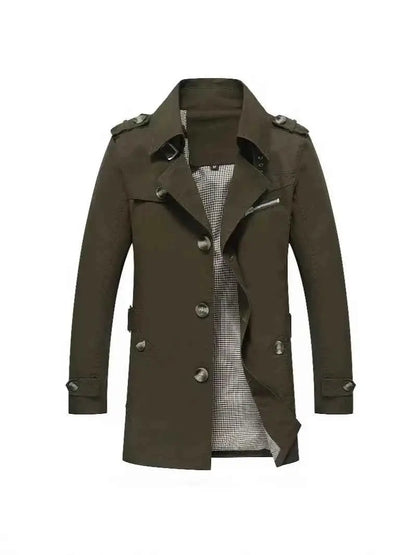 Men's Pure Cotton Windbreaker Long Jacket For Business Casual Streetwear 2025 Spring Summer Autumn Winter