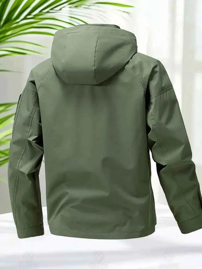 Waterproof Softshell Jacket For Men Hooded Zip Up Windbreaker Outdoor Coat Lightweight For Hiking And Camping
