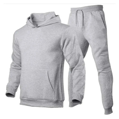 Mens Tracksuit Hooded Pullover And Sweatpants 2 Piece Sports Set Fleece Jogger Casual Streetwear
