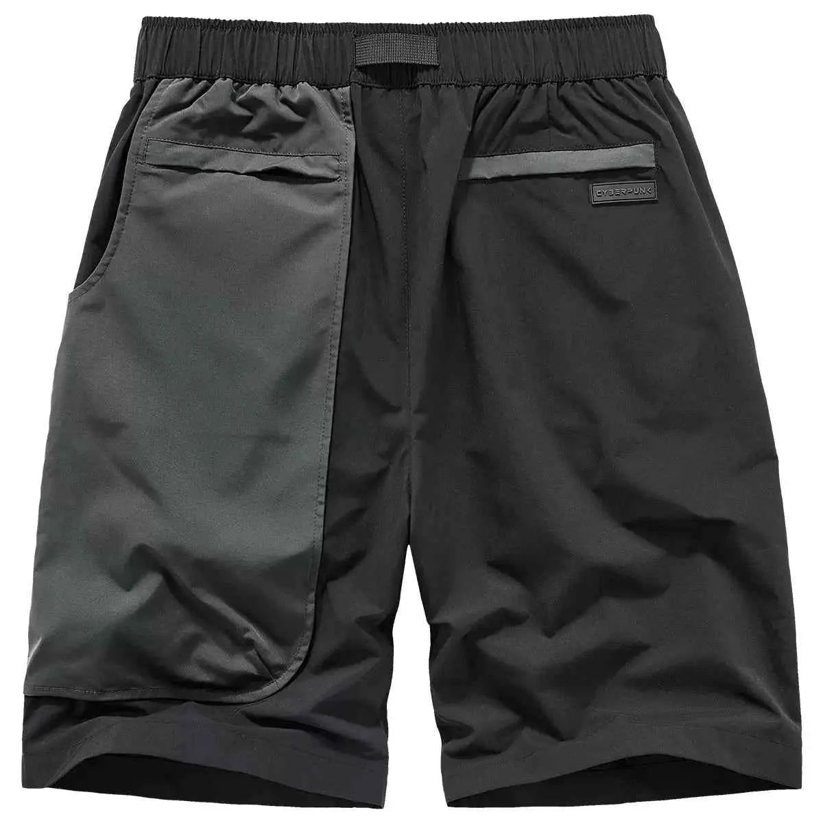 Summer Cargo Shorts Black Techwear Patchwork Streetwear Functional Bottoms For Men