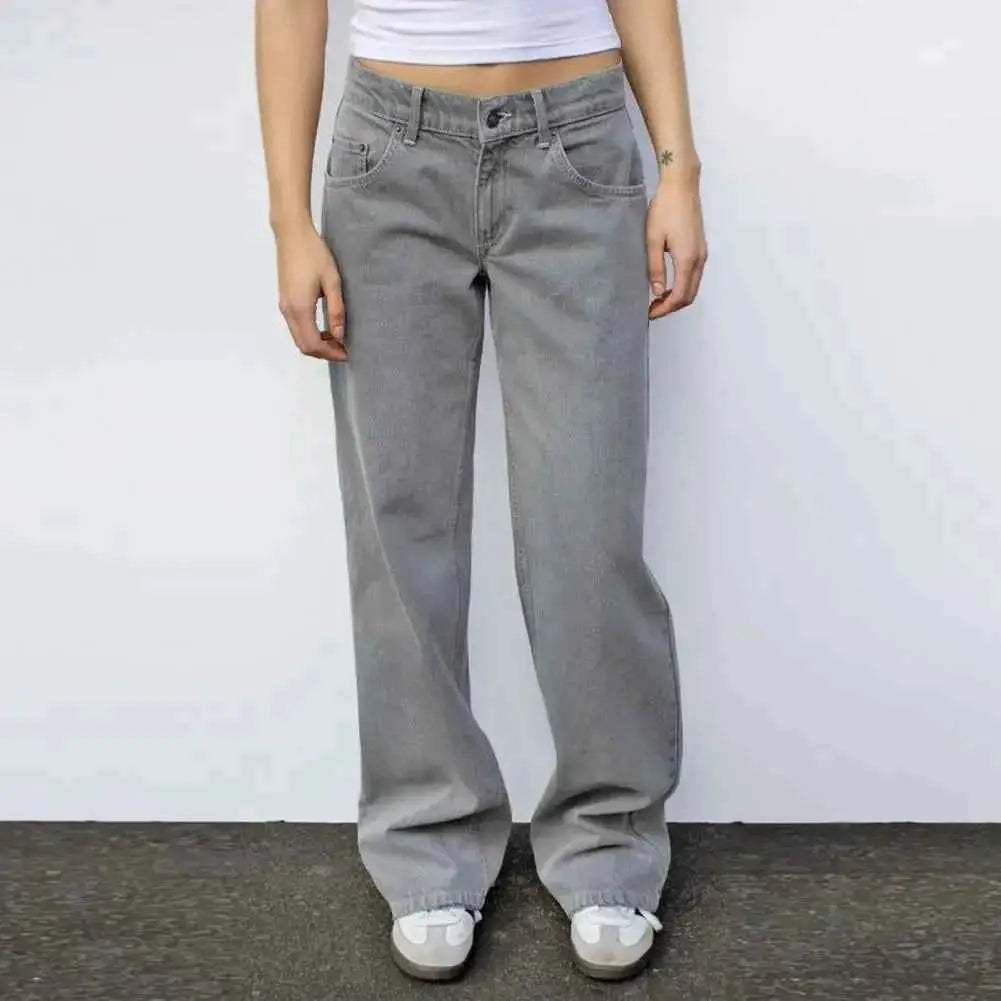 Slim Cut Jeans For Women High Waist Denim Pants With Pockets Stylish Wide Leg And Straight Leg