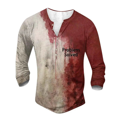 Vintage Mens Long Sleeve T Shirt Graphic Tee 3D Print Oversized Fall Casual Wear