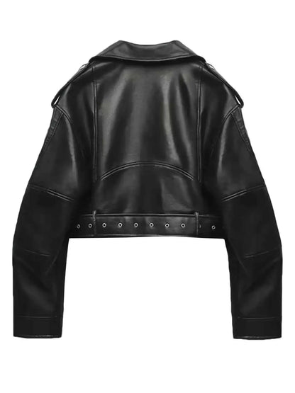 Fitaylor Women Faux PU Leather Jacket With Lapel Zipper Short Motorcycle Style Coat For Casual High Street Fashion