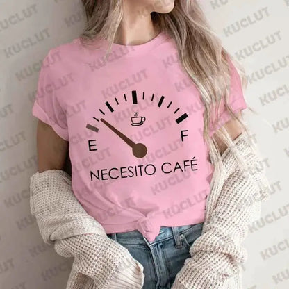 Spanish I Need Coffee Women T Shirt Graphic Tee Casual Short Sleeve Comfortable Fit Sizes XXS To M