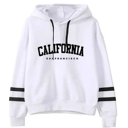 California Womens Tracksuit Set Casual Striped Hooded Sweatshirt and Pants Versatile Streetwear S to 3XL