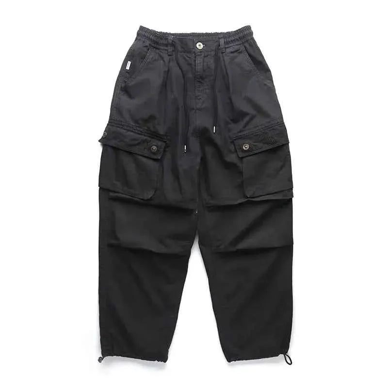 Men's Streetwear Cargo Pants Harajuku Style Japanese High Quality Vintage Tactical Straight Leg Trousers