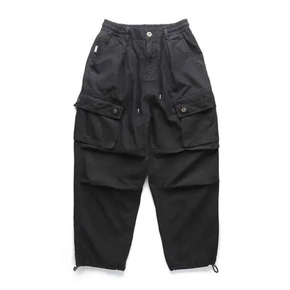 Men's Streetwear Cargo Pants Harajuku Style Japanese High Quality Vintage Tactical Straight Leg Trousers