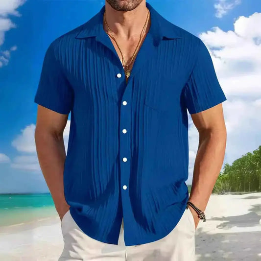 Mens Short Sleeve Plain Shirt Comfortable Everyday Top For Men Lightweight Breathable