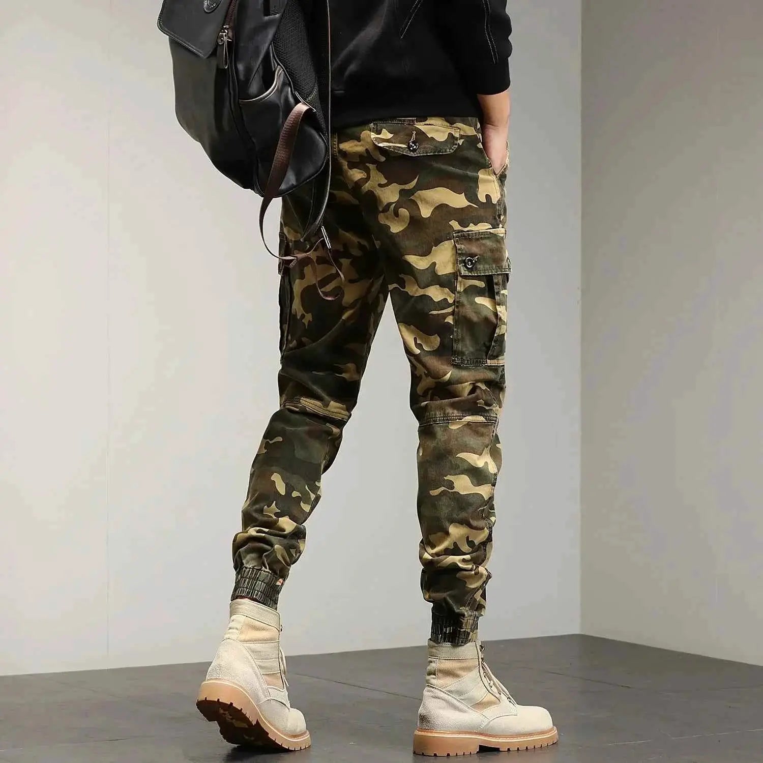 HIQOR Red Cargo Pants For Men Outdoor Cotton Camouflage Trousers Work Joggers Streetwear Camo Hiking Pants