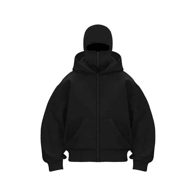 Vintage Hooded Mask Hoodie For Men And Women Harajuku Hip Hop Rock Gothic Fashion Loose Fit Zip Sweatshirt