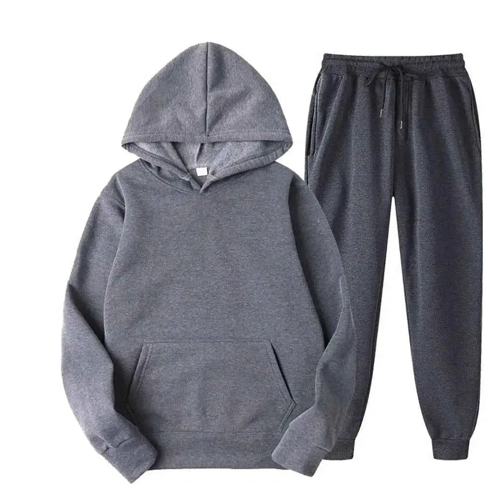 Men's Tracksuit Set Hooded Sweatshirt and Jogger Pants High Quality Breathable Polyester for Casual Gym Wear