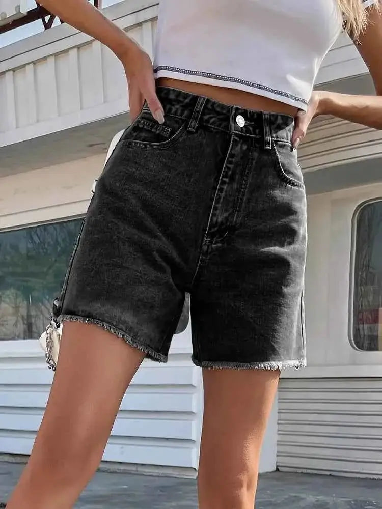 Streamgirl Blue Denim Shorts Women High Waisted Casual Chic Loose Fit Summer 2025 Femme