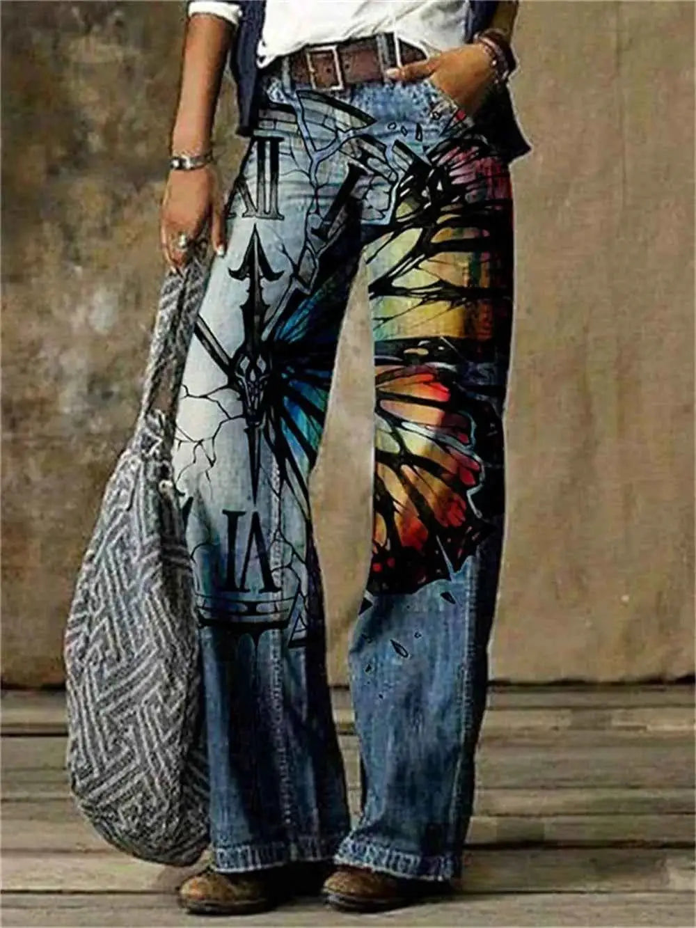TeenStylo Women's Patterned Denim Straight Leg Jeans For Casual Everyday Wear And Comfort