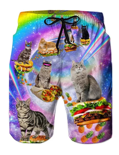 Funny Animal Dinosaur Beach Shorts For Men 3D Printed Surf Board Shorts Summer Hawaii Swim Trunks