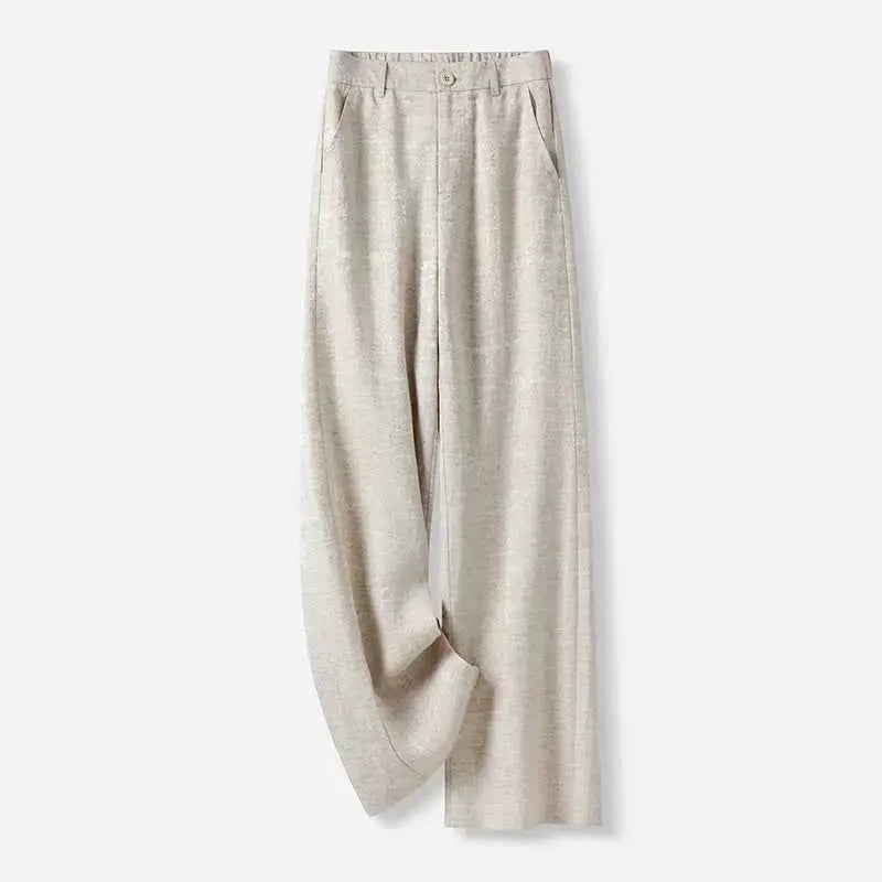 Womens Beige Stretch Wide Leg Pants For Casual Everyday Office Wear All Day Comfort TeenStylo