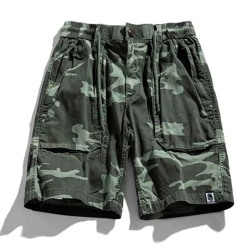 Men Summer Casual Classic Multi Pocket Camouflage Cotton Cargo Shorts Vintage Twill