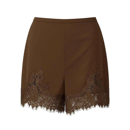 Women Y2K Silk Lace Trim Shorts Pajama Micro Mini Slip Boxer Lounge Low Rise Bottoms Streetwear
