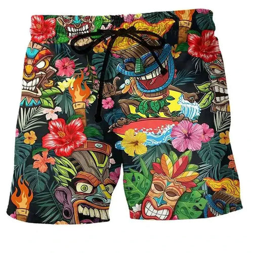 Colorful Graffiti 3D Printed Surfing Board Shorts For Men And Boys Cool Summer Beach Swim Trunks Street Style Hip Hop