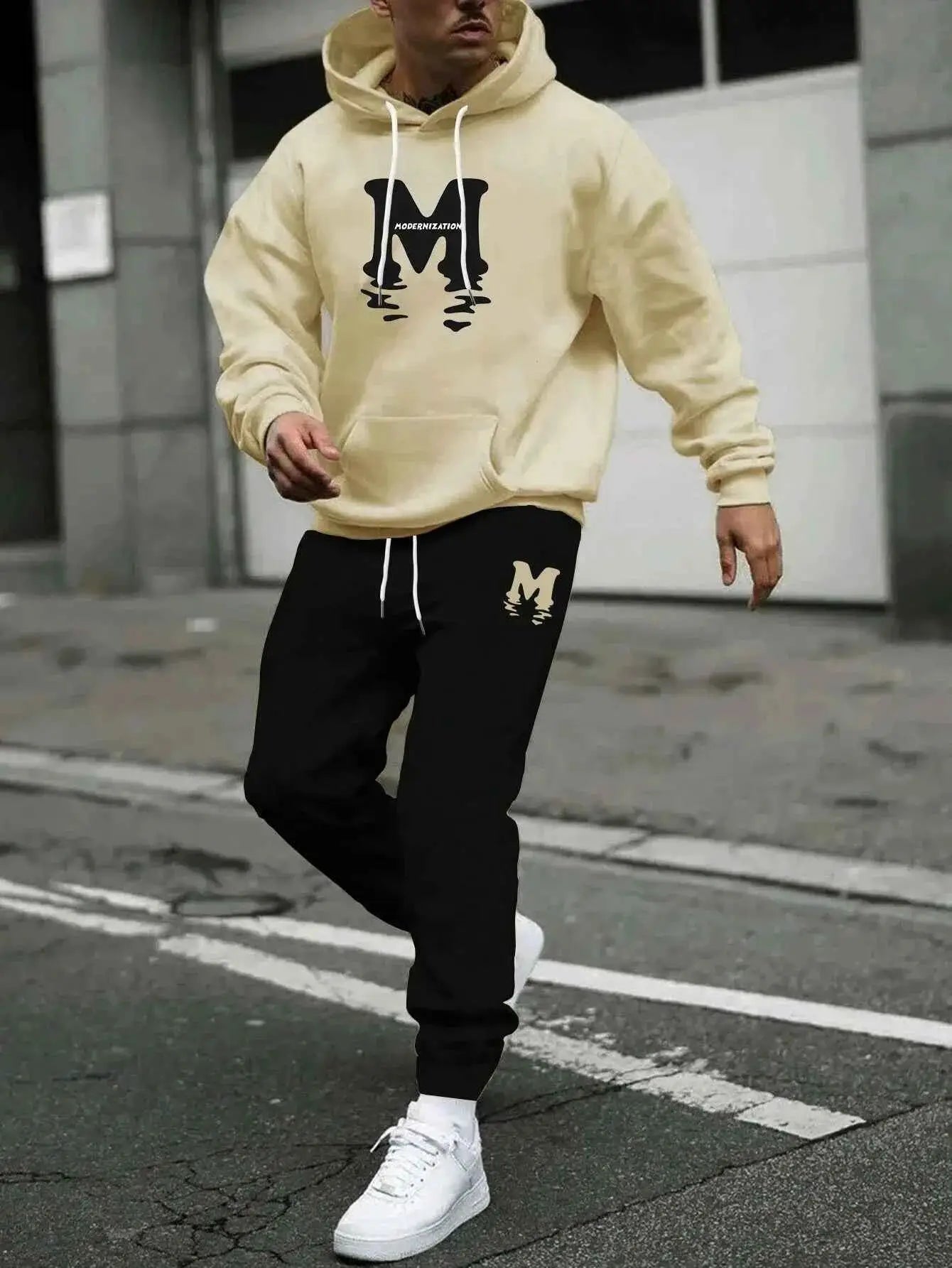 Autumn Winter Hooded Tracksuit Set For Men And Women With Drawstring Pullover Comfortable Casual Fashion Daily Wear