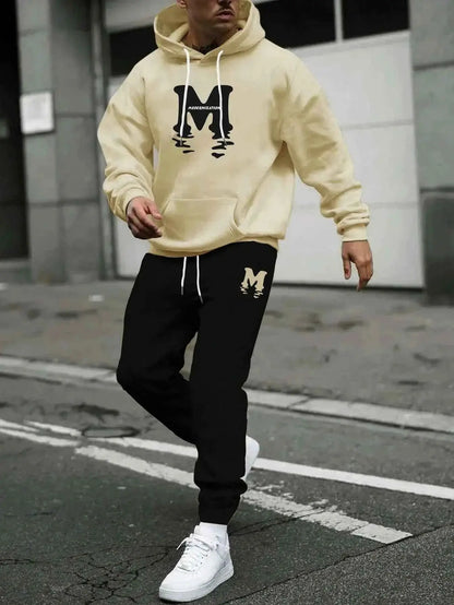 Autumn Winter Hooded Tracksuit Set For Men And Women With Drawstring Pullover Comfortable Casual Fashion Daily Wear