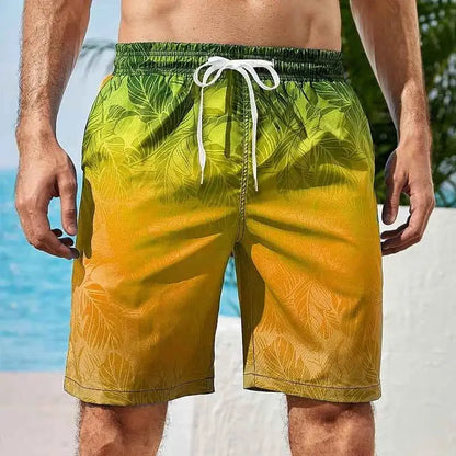 Men's Gradient Graphic Beach Shorts 3D Printed Board Shorts Swim Trunks For Summer Casual Vacation