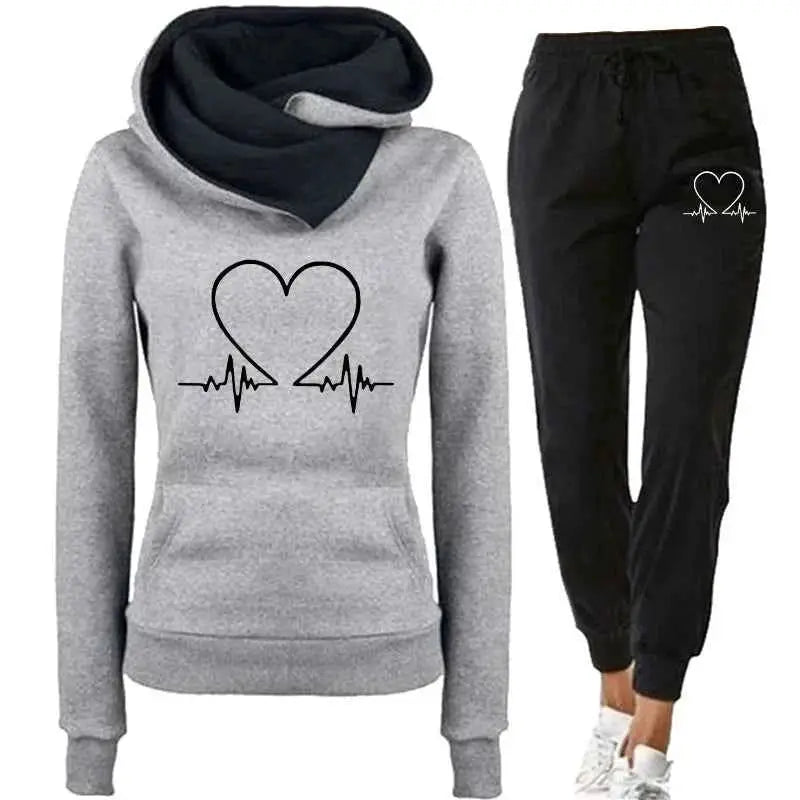 Womens Tracksuit Two Piece Set Winter Warm Hoodies And Pants Sweatshirts Jogging Outfit Sportswear