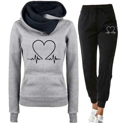 Womens Tracksuit Two Piece Set Winter Warm Hoodies And Pants Sweatshirts Jogging Outfit Sportswear