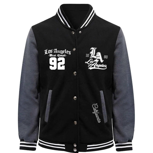 Couple Baseball Uniform Jacket For Men Long Sleeve Polyester Black White Casual Sportswear Sizes S To 5XL
