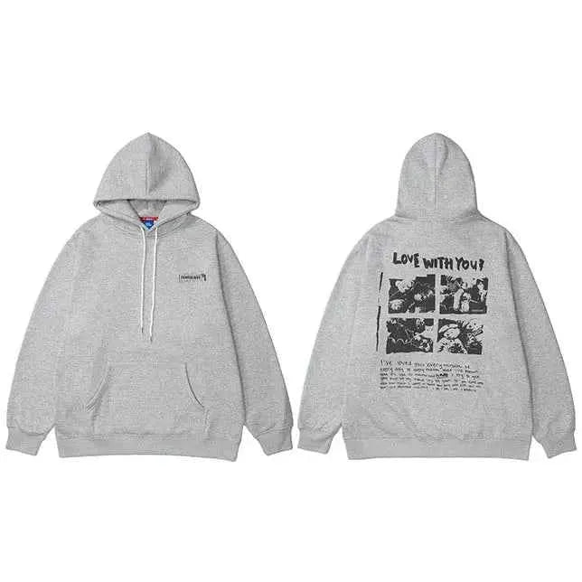 Hip Hop Hoodie Streetwear Sweatshirt For Men 2025 Bear Letter Print Harajuku Hooded Pullover Cotton Fleece Autumn