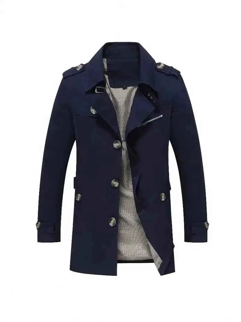 Men's Pure Cotton Windbreaker Long Jacket For Business Casual Streetwear 2025 Spring Summer Autumn Winter