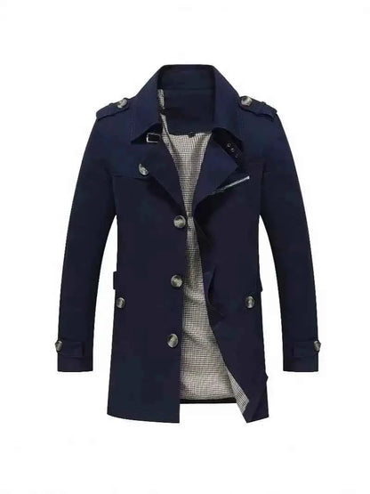 Men's Pure Cotton Windbreaker Long Jacket For Business Casual Streetwear 2025 Spring Summer Autumn Winter