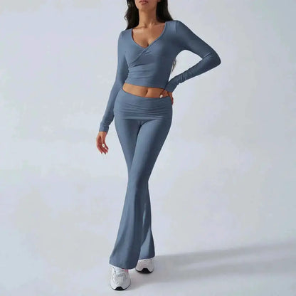 Women's Casual Sporty Knitted Sleeve Top And Long Pants Two Piece Outfit | TeenStylo — TeenStylo