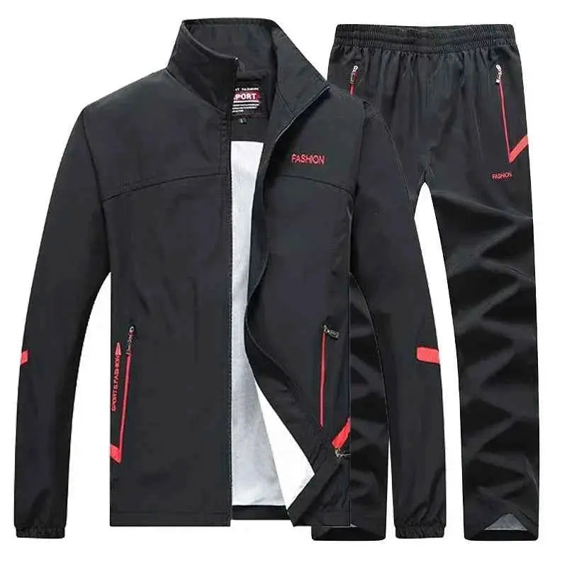 Casual Mens Tracksuit Set Two Piece Jacket And Sweatpants Zipper Hoodie Joggers Suit For Spring And Autumn