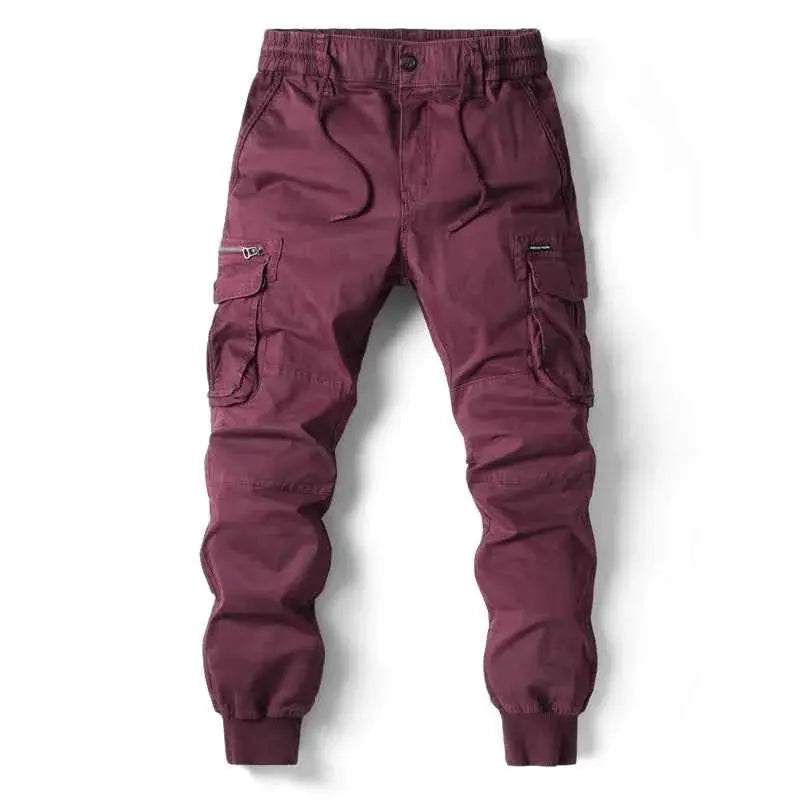 Cargo Pants For Men Jogging Casual Cotton Elastic Waist Military Streetwear Work Tactical Trousers Plus Size