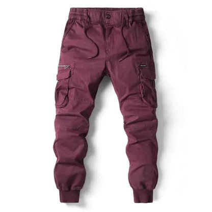 Cargo Pants For Men Jogging Casual Cotton Elastic Waist Military Streetwear Work Tactical Trousers Plus Size