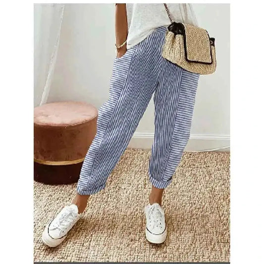 Women Vertical Stripe Loose Fit Pants Casual Wide Leg Trousers TeenStylo Boutique