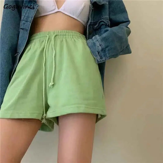 Women Shorts Solid Cozy Casual Loose Fit Breathable Streetwear Wide Leg Bottoms For Summer Teens