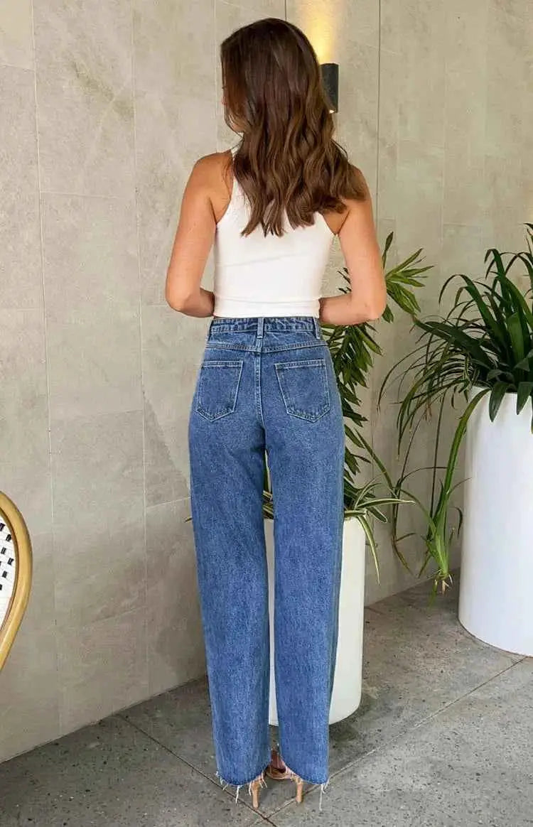 TeenStylo Women Denim Jeans Long Pants Casual Straight Leg Jeans For Everyday Wear