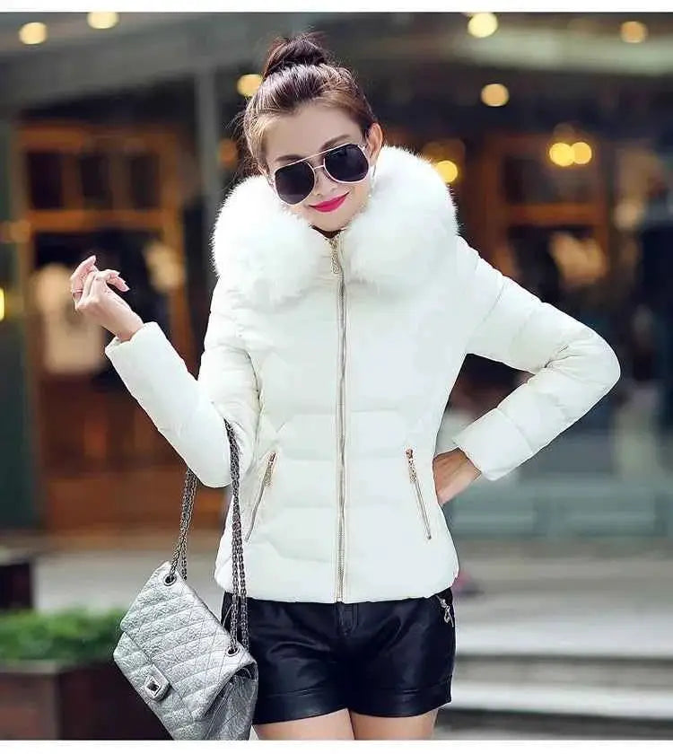 TeenStylo Artificial Raccoon Fur Collar Winter Jacket For Women Teens Warm Cozy Outerwear