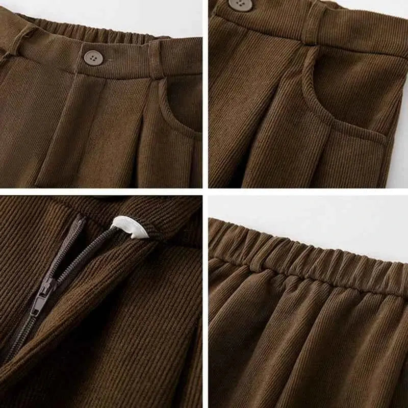 Corduroy High Waist Wide Leg Pants for Women Autumn Winter Casual Trousers Straight Leg New