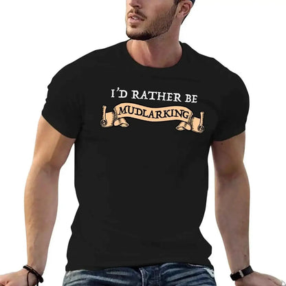 I Would Rather Be Mudlarking Mens V-Neck T Shirt Graphic Tee Cotton Vintage Style Casual Everyday Wear For Men