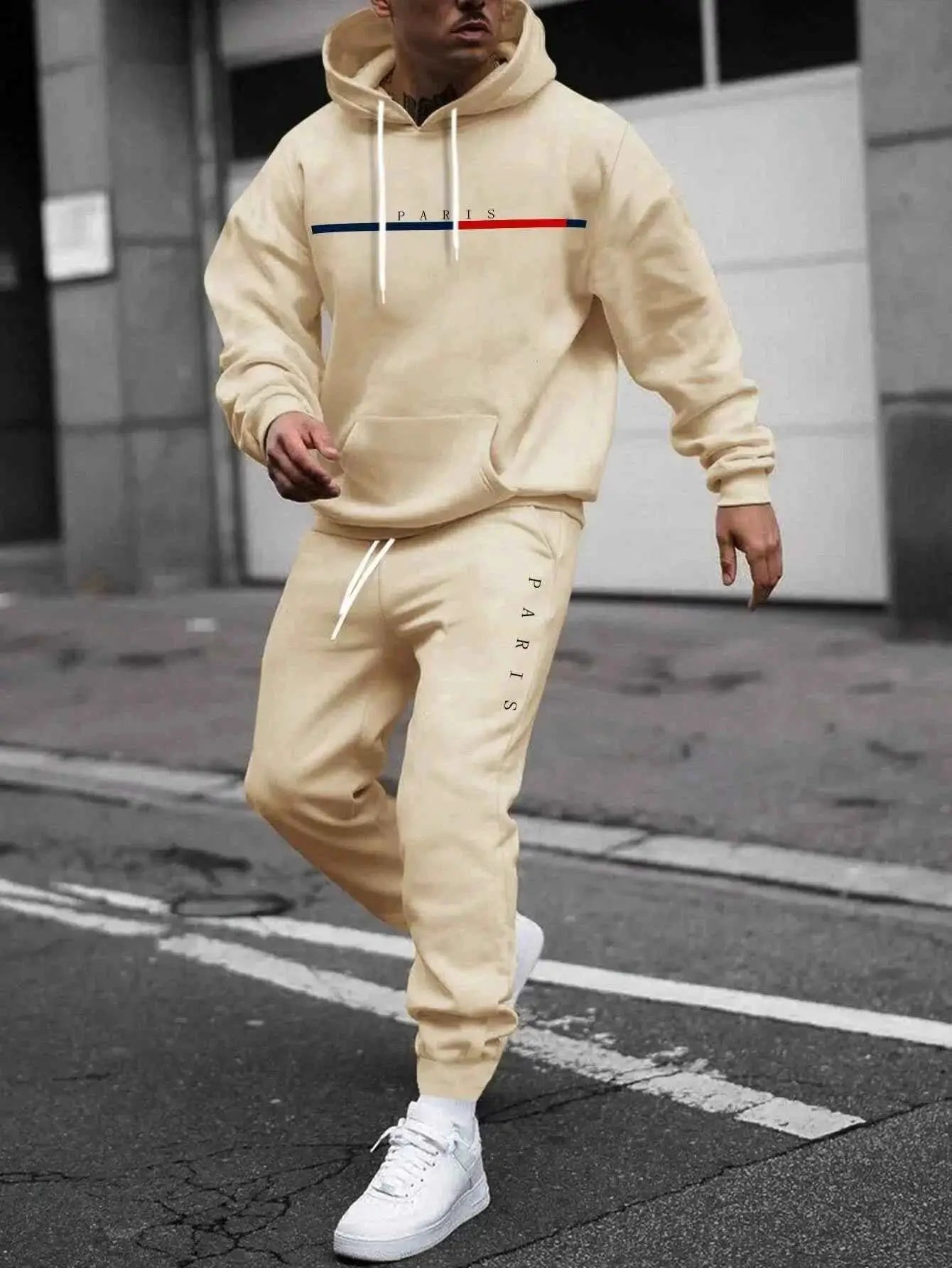 Autumn Winter Hooded Tracksuit Set For Men And Women With Drawstring Pullover Comfortable Casual Fashion Daily Wear